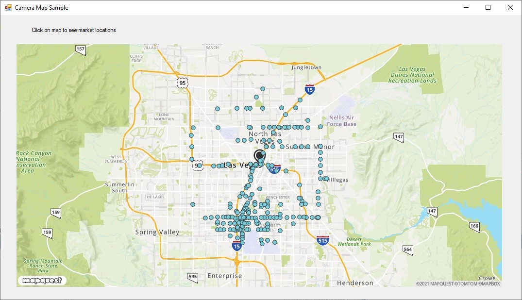 Screenshot of Cameras Nearby sample application