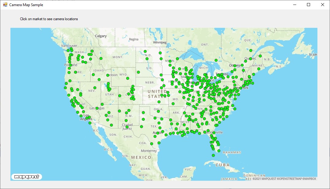 Screenshot of Cameras Nearby sample application