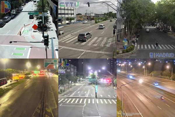 6 traffic camera images from around the world shown in comparison