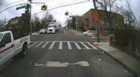 On-vehicle camera shows a crosswalk and road closure