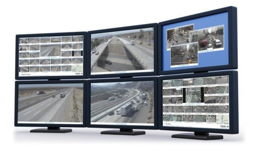 Vizzion's Desktop Video Wall software displayed across 6 monitors.