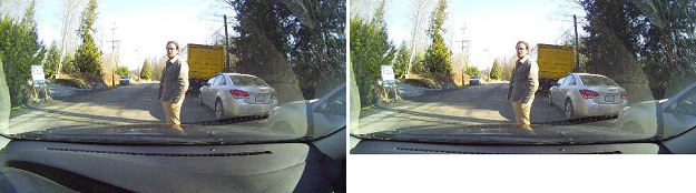 On-vehicle Camera Image with Area of Interest Cropping Applied