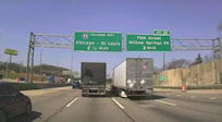 Dashcam image showing road signage