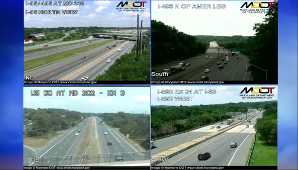 Four cameras shown at once through Max Traffic.