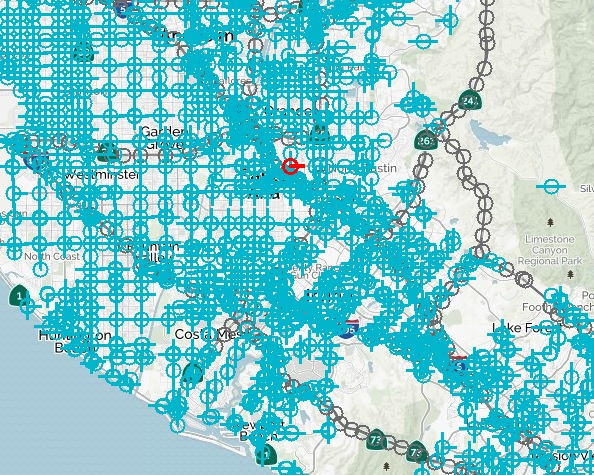 Hotspot assignments shown on a map of Orange County
