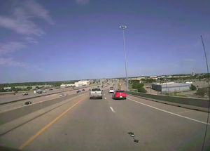 On-vehicle image showing a clear view of the roadway