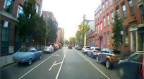 An on-vehicle camera image of New York's West Village