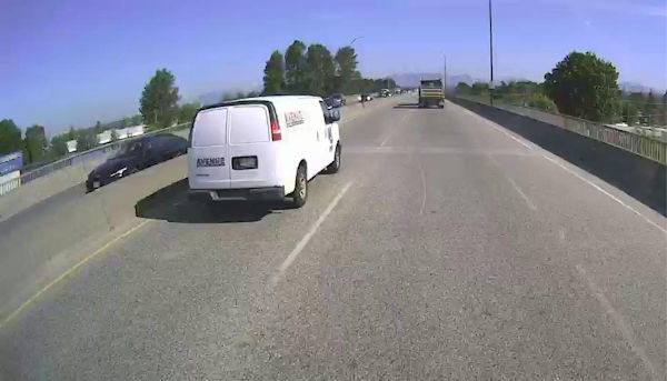 On-vehicle image showing faded lane lines