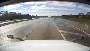 On-vehicle camera in Texas captures melted snow on road