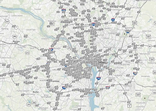 Vizzion's camera coverage in the Washington DC metro area.