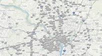 A map showing camera coverage in Washington, D.C.
